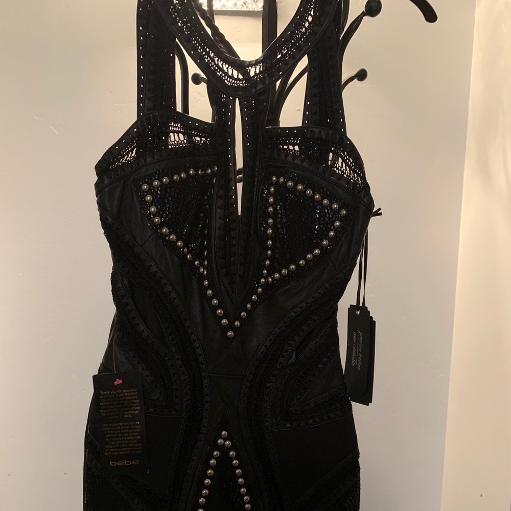 Bebe black w/silver grommets dress